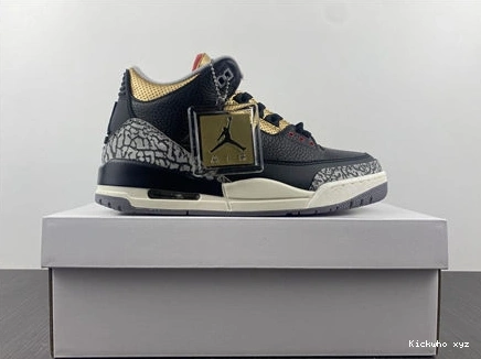 CK9246- Retro SoftTouch 3 3832 Jordan Black Gold Cement 1014